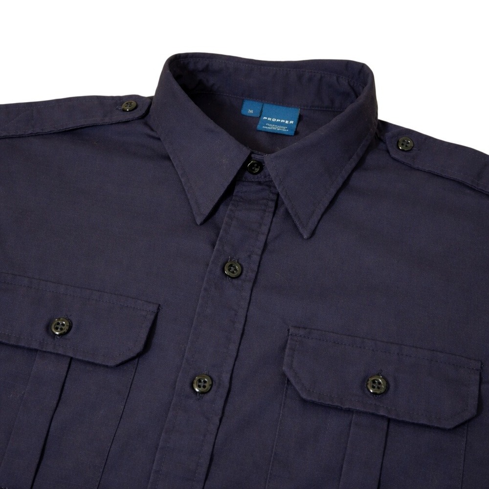 Propper Tactical Shirt Mens 2XL Navy Blue Ripstop Epaulets Utility Short Sleeve